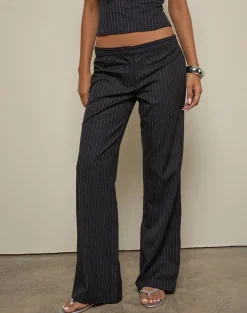 Ganta Slim Trouser in Pinstripe Black