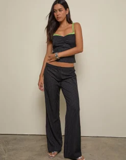 Ganta Slim Trouser in Pinstripe Black