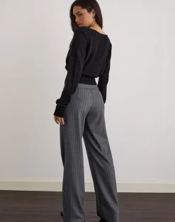Ganta Slim Trouser in Pinstripe Charcoal