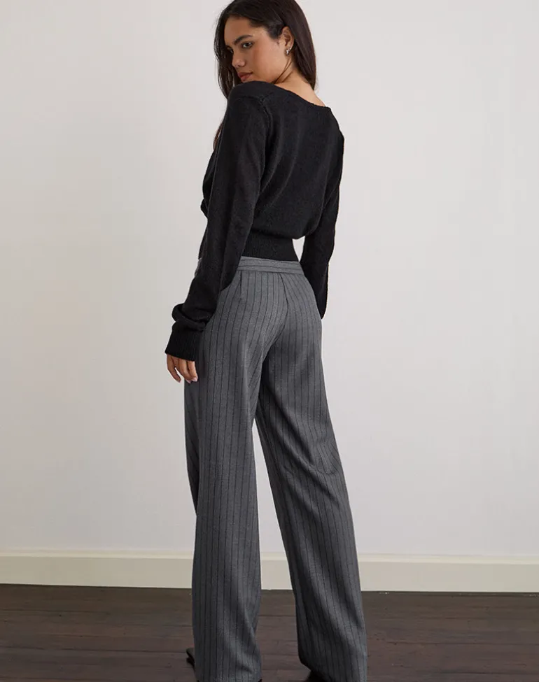 Ganta Slim Trouser in Pinstripe Charcoal