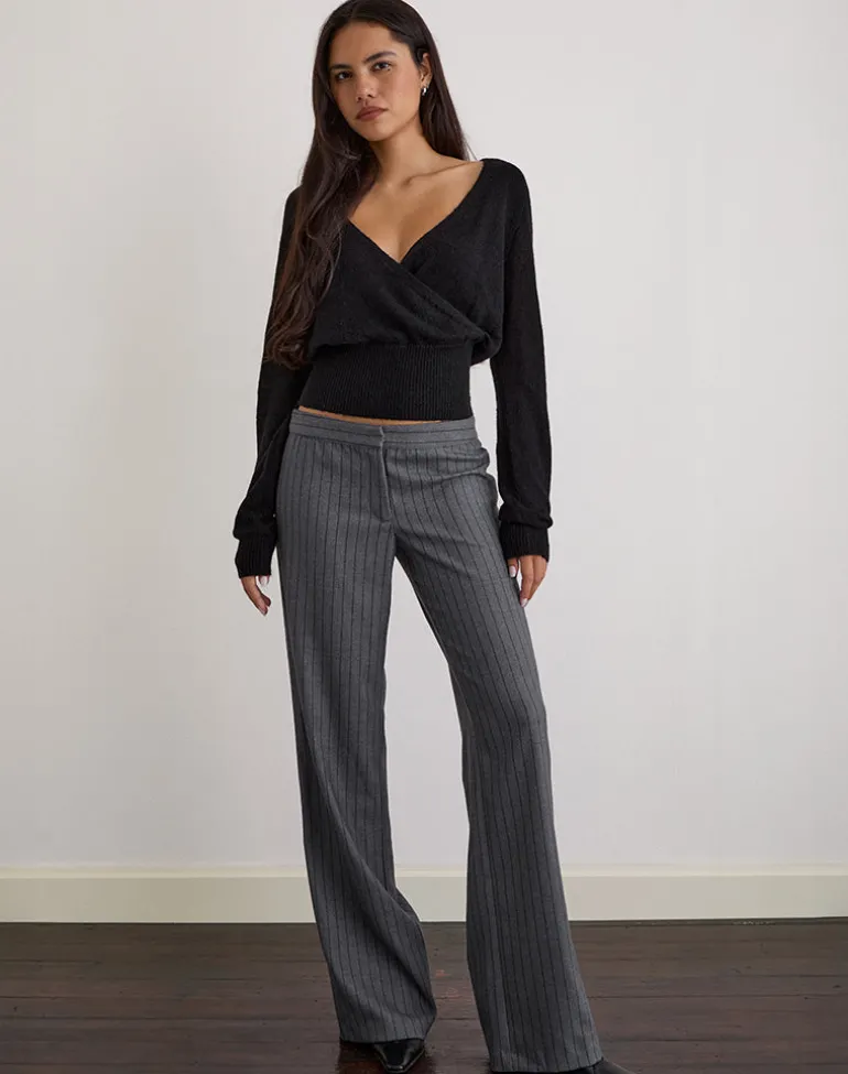 Ganta Slim Trouser in Pinstripe Charcoal