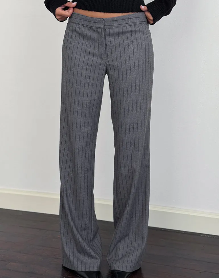 Ganta Slim Trouser in Pinstripe Charcoal
