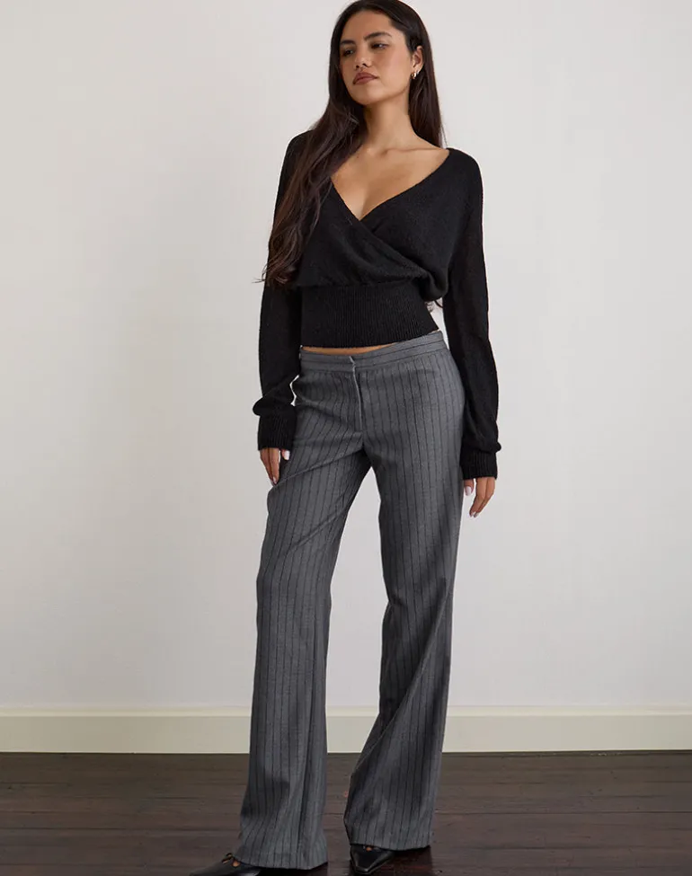 Ganta Slim Trouser in Pinstripe Charcoal