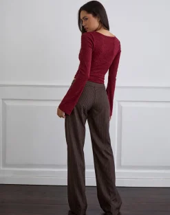 Ganta Slim Trouser in Stripe Chocolate Brown