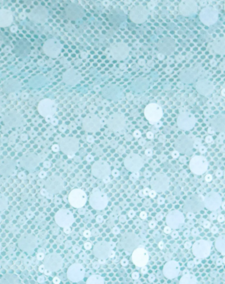 Gasenda Mini Skirt in Net Sequin Blue with Beaded Hem