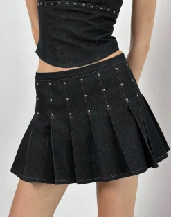Gatlin Skirt in Chambray Studs Black