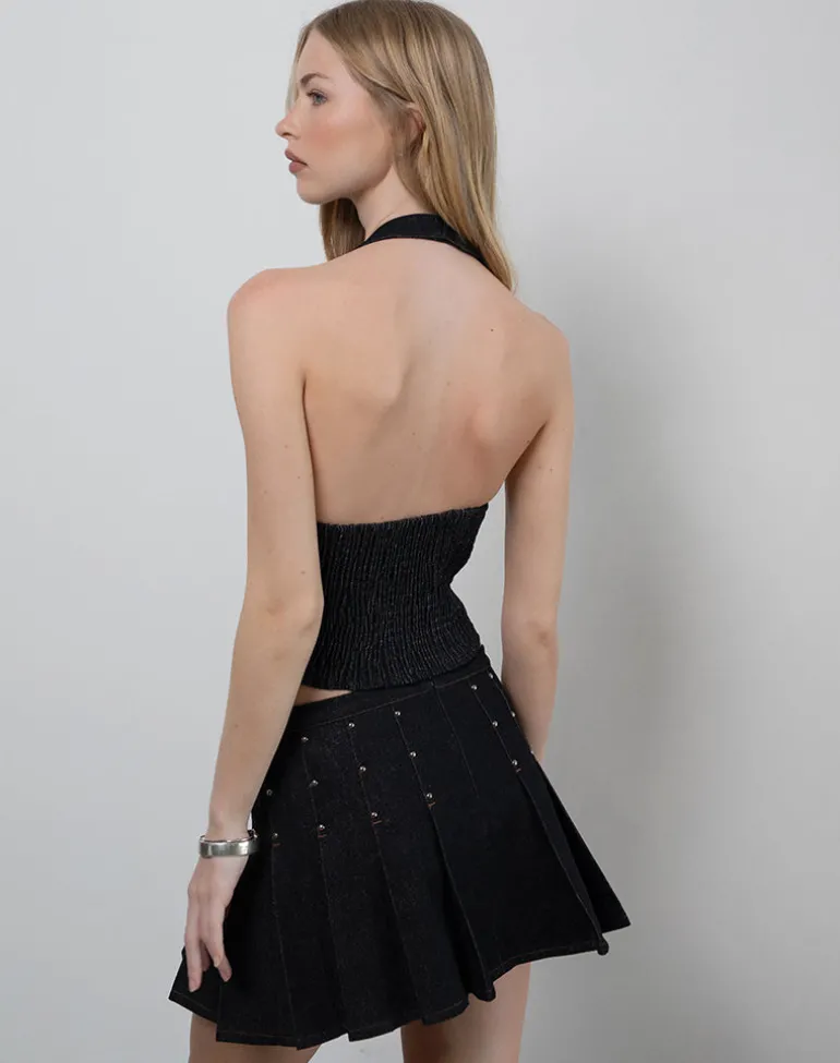 Gatlin Skirt in Chambray Studs Black
