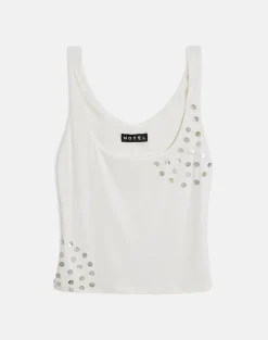 Gelita Vest with Pearl Buttons in White Eco Lyocell