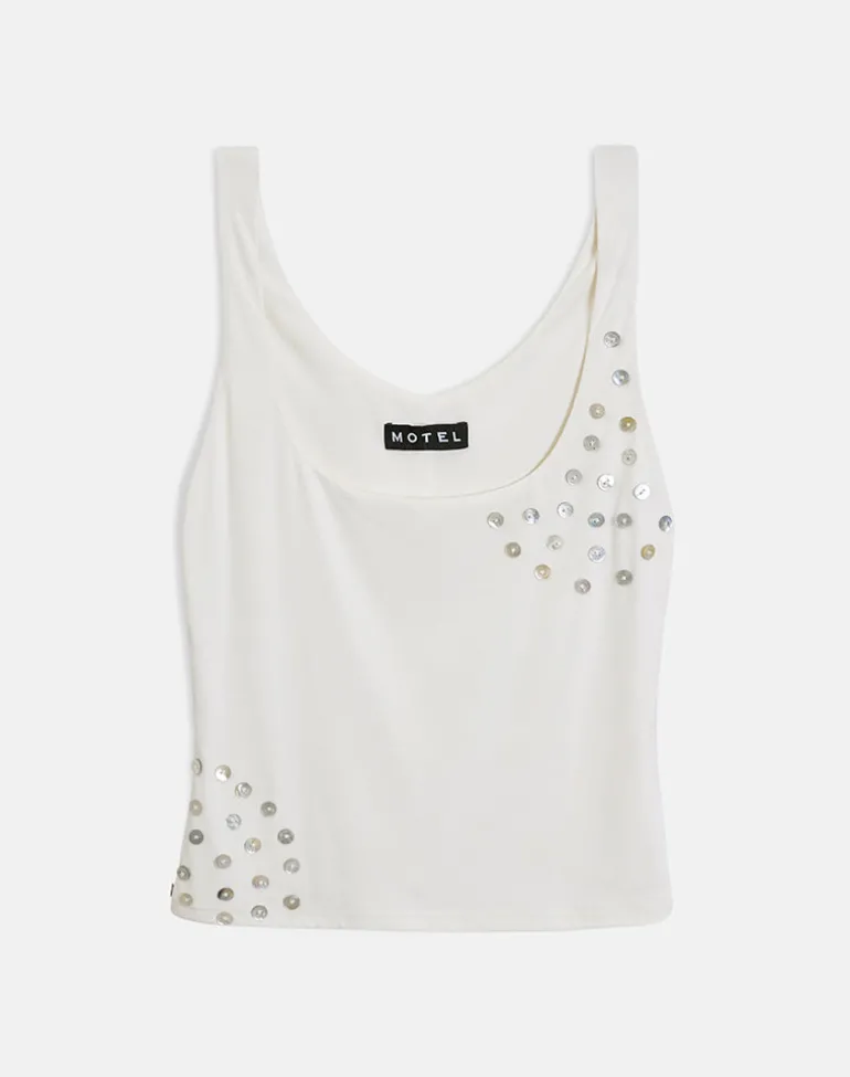 Gelita Vest with Pearl Buttons in White Eco Lyocell