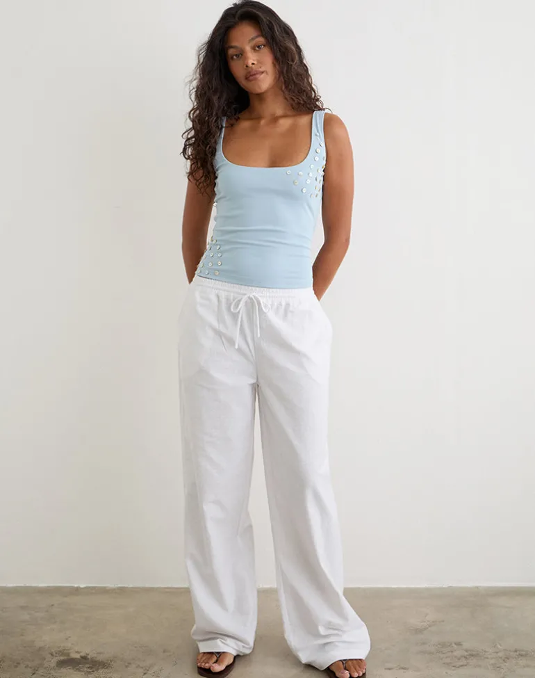 Gelita Vest with Pearl Buttons in Blue Eco Lyocell