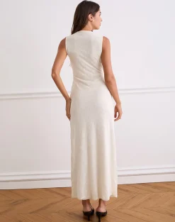 Gerda Maxi Dress in Floral Flock Cream