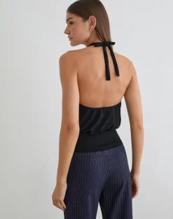 Giunea Knot Halterneck Top in Black