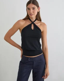 Giunea Knot Halterneck Top in Black