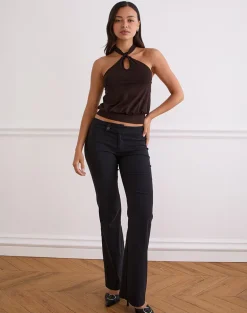 Giunea Knot Halter Top in Bitter Chocolate