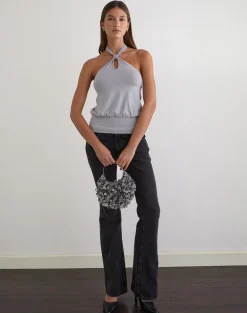 Giunea Knot Halter Top in Lilac Grey