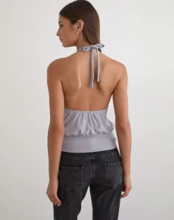 Giunea Knot Halter Top in Lilac Grey