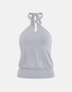 Giunea Knot Halter Top in Lilac Grey
