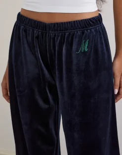 Glen Jogger in Velour Navy with 'M' Embelishment