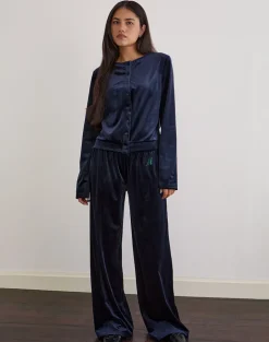 Glen Jogger in Velour Navy with 'M' Embelishment