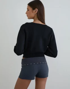 Gojo Short in Jersey Ocean Storm with Eyelets