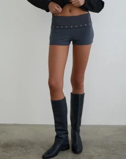 Gojo Short in Jersey Ocean Storm with Eyelets