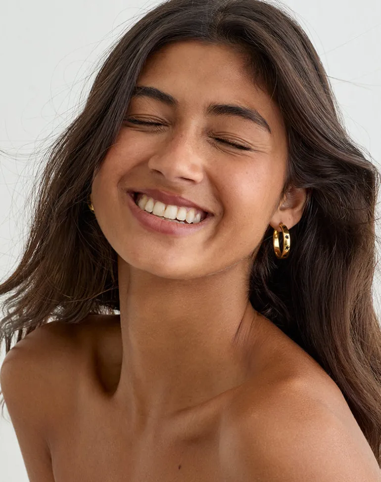 Gold Plated Hoop Black Star Earrings