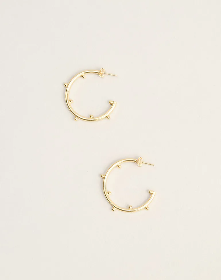 Gold Plated Hoop Earring with Small Beads