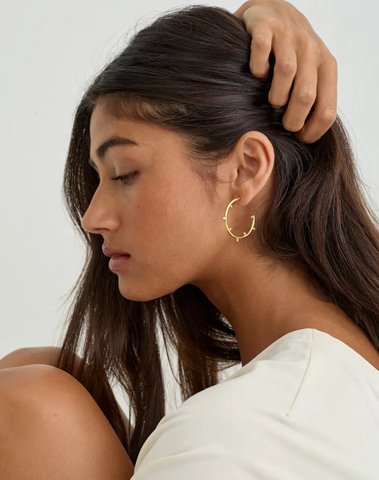 Gold Plated Hoop Earring with Small Beads
