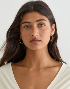 Gold Plated Hoop Earring with Small Beads