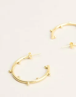 Gold Plated Hoop Earring with Small Beads