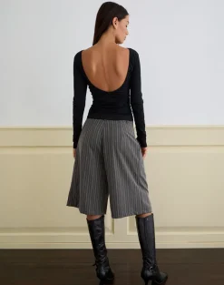 Gomira Long Sleeve Top in Black with Lace Trim