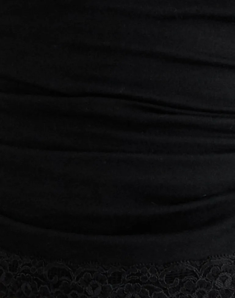 Gomira Long Sleeve Top in Black with Lace Trim