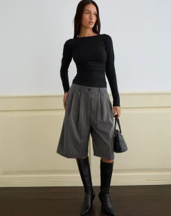 Gomira Long Sleeve Top in Black with Lace Trim