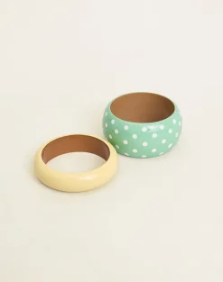 Green Polka Dot Bangle and Yellow Bangle Set