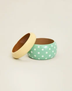Green Polka Dot Bangle and Yellow Bangle Set