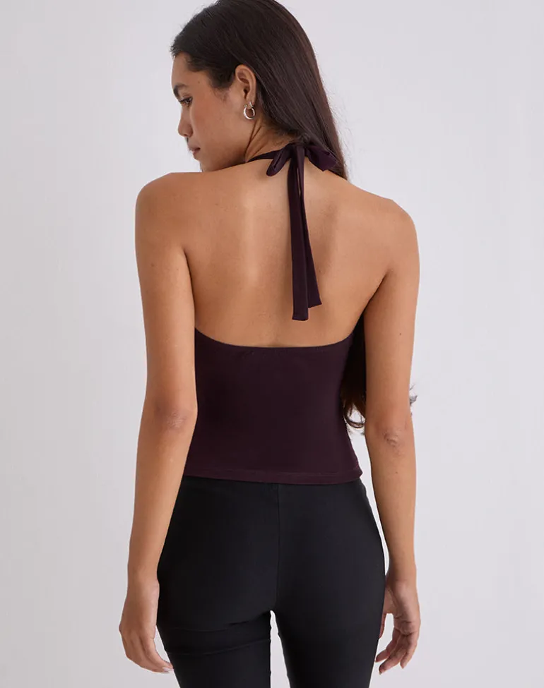 Gretita High Neck Top in Jersey Redwood