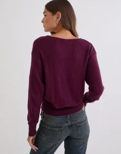 Grisha Long Sleeve Knit Top in Plum