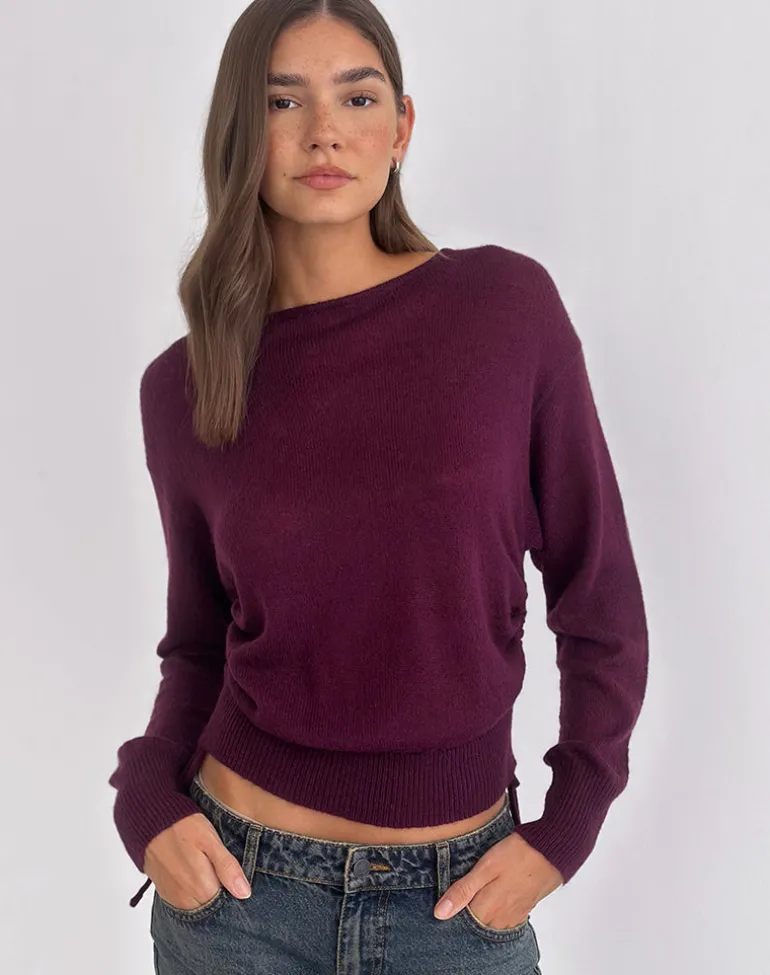 Grisha Long Sleeve Knit Top in Plum