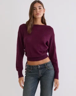 Grisha Long Sleeve Knit Top in Plum