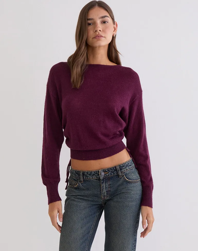 Grisha Long Sleeve Knit Top in Plum
