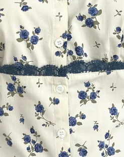 Gronini Top in Ditsy Leaf Rose Navy