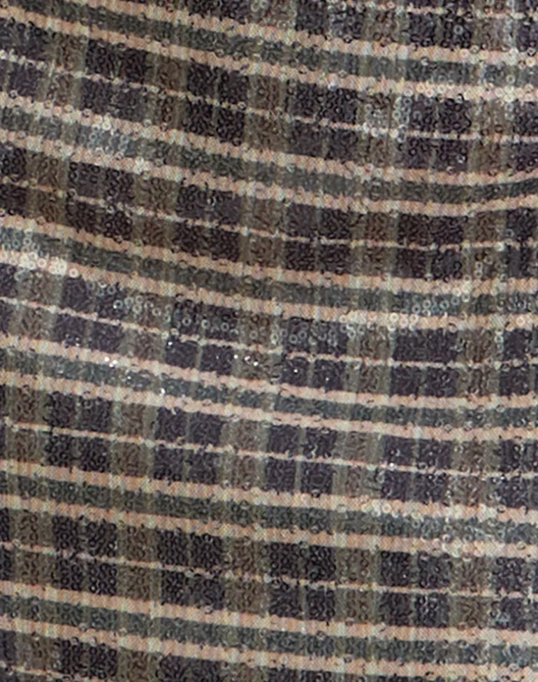 Guizio Mini Skirt in Sequin Vintage Check Brown