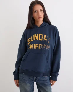 Guyton Hoodie in Navy with Sunday Uniform Graphic