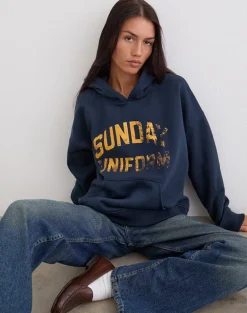 Guyton Hoodie in Navy with Sunday Uniform Graphic