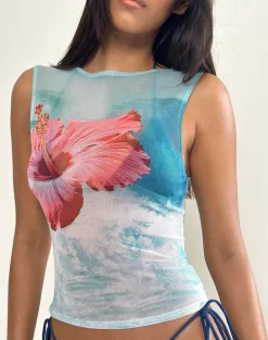 Hala Top in Hibiscus Wave Blue