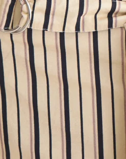 Halyra Short in Neutral Stripe Beige with Belt