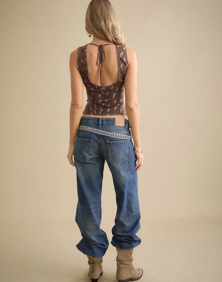 Handira Top in Mesh Blurry Deer Brown