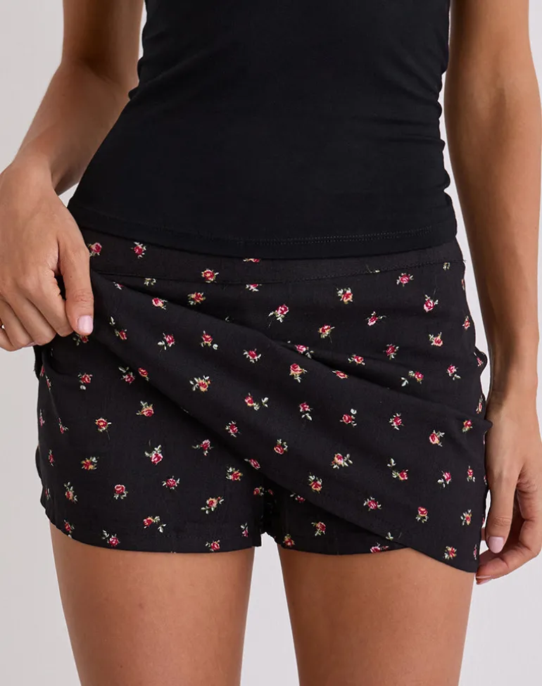 Haruto Skort in Ditsy Rose Garden Black