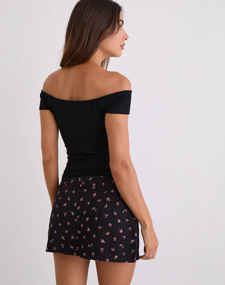 Haruto Skort in Ditsy Rose Garden Black