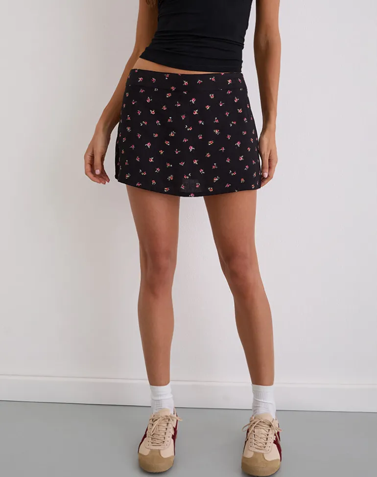 Haruto Skort in Ditsy Rose Garden Black